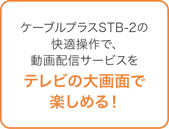 ケーブルプラスSTB-2の快適操作で、動画配信サービスをテレビの大画面で楽しめる！